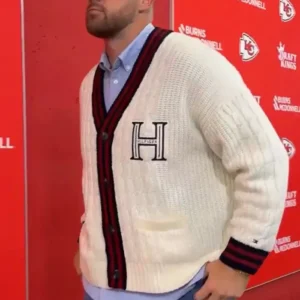 Shop Travis Kelce Chiefs Game Arrival H Off-White Cardigan
