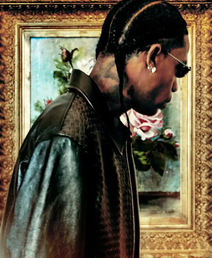 Shop Travis Scott Bottega Veneta 2026 Black Leather Jacket