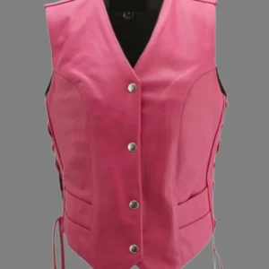Side Lace-Up Leather Vest