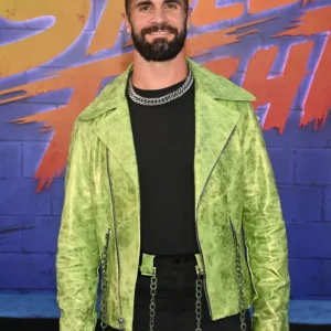 Street Fighter Premiere Blue Carpet Seth Rollins Jacket