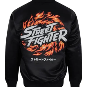 Street Fighter World Warrior Tournament Black Bomber Jacket