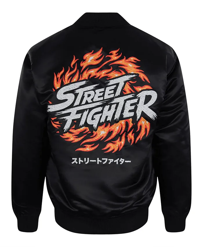 Street Fighter World Warrior Tournament Black Bomber Jacket