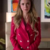 Ted Lasso S2 Keeley Jones Heart Button Pink Wool Blazer