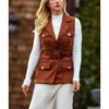 The Beast In Me S01 Brittany Snow Brown Suede Belted Vest