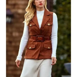 The Beast In Me S01 Brittany Snow Brown Suede Belted Vest