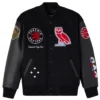 Toronto Raptors x OVO Raglan Full-Snap Varsity Jacket