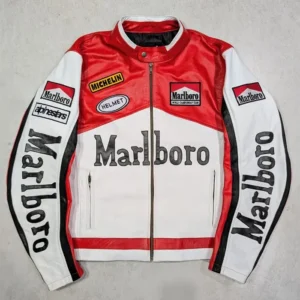 Vintage Marlboro Racing Red-White Leather Jacket