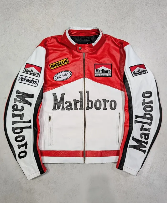 Vintage Marlboro Racing Red-White Leather Jacket