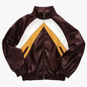 Washington Commanders Burgundy Leather Kru Track Jacket