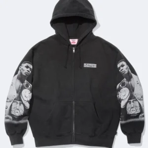 black Mike Tyson Supreme Martine Black Zip-Up Hoodie
