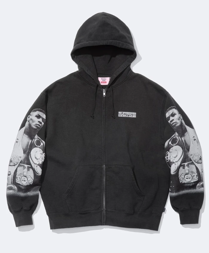 black Mike Tyson Supreme Martine Black Zip-Up Hoodie