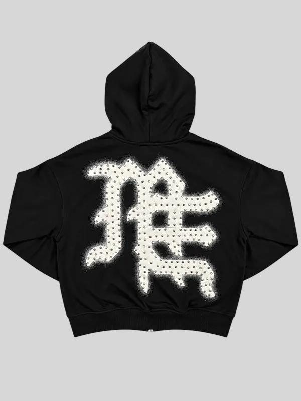 black Mixed Emotion End Rhinestone Hoodie