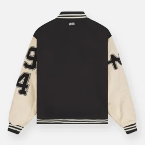 black and white Ksubi x Planes Varsity Jacket