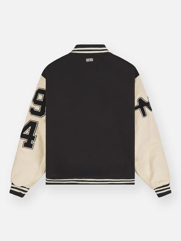 black and white Ksubi x Planes Varsity Jacket
