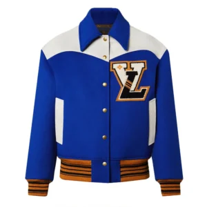 blue Cashgora LV Varsity Jacket