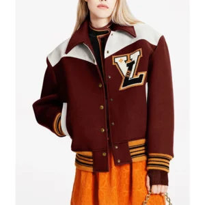 buy Cashgora LV maroon Varsity Jacket