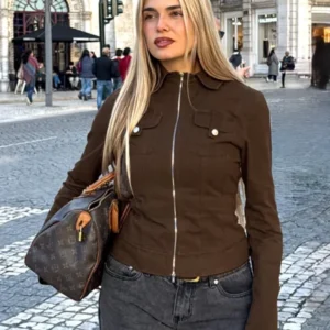 buy Kelehan Stonewashed Brown Jacket for sale