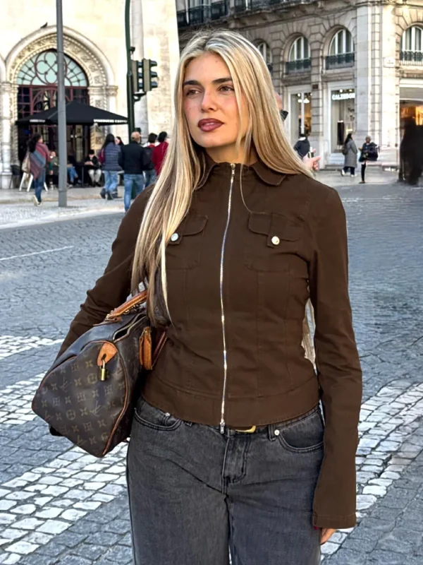 buy Kelehan Stonewashed Brown Jacket for sale