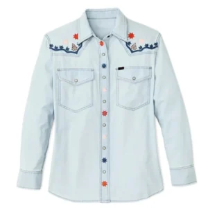 buy now Baywatch 2027 Jessica Belkin Light Blue Denim Shirt