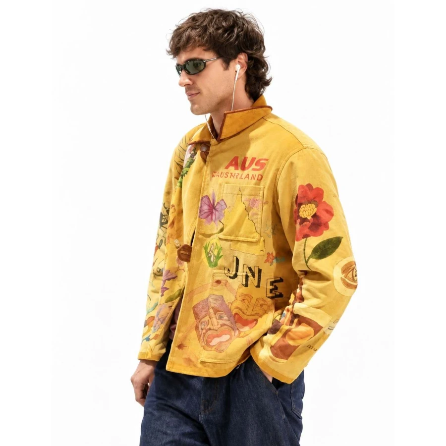 buy now Jacob Elordi Yellow Graphic Print Jacket