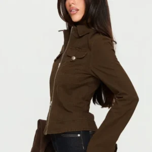 buy now Kelehan Long Sleeve Zip Front Jacket Stonewashed Brown