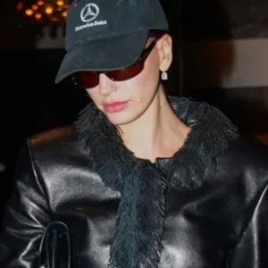 buy now Paris 2026 Magda Butrym Hailey Bieber Fur Jacket