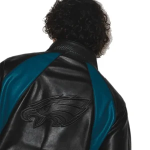 buy now Philadelphia Eagles Black Leather Kru Track Jacket