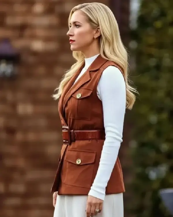 buy now The Beast In Me S01 Brittany Snow Brown Suede Belted Vest