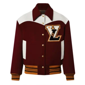maroon Cashgora LV Varsity Jacket