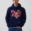 navy blue GAP x AO YES Logo Hoodie