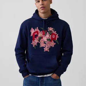 navy blue GAP x AO YES Logo Hoodie