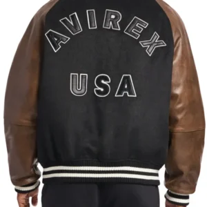 order now AVIREX Naval Varsity Wool Leather Jacket