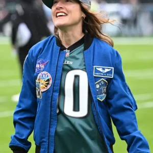 order now Christina Koch NASA Eagles Blue Flight Jacket