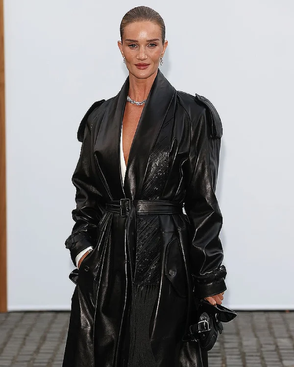order now London Fashion Week Rosie Huntington-Whiteley Leather Coat For Sale