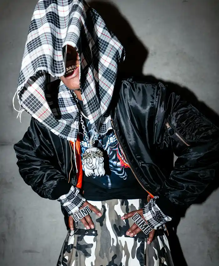 order now Rocky DON’T BE DUMB Mute Flannel Bomber Jacket