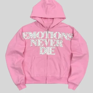 pink Mixed Emotion End Rhinestone Hoodie