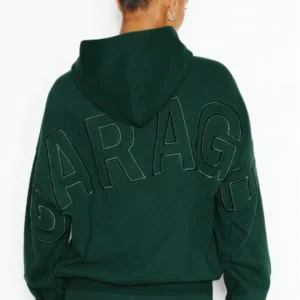 shop Garage With Logo On Back green Hoodie