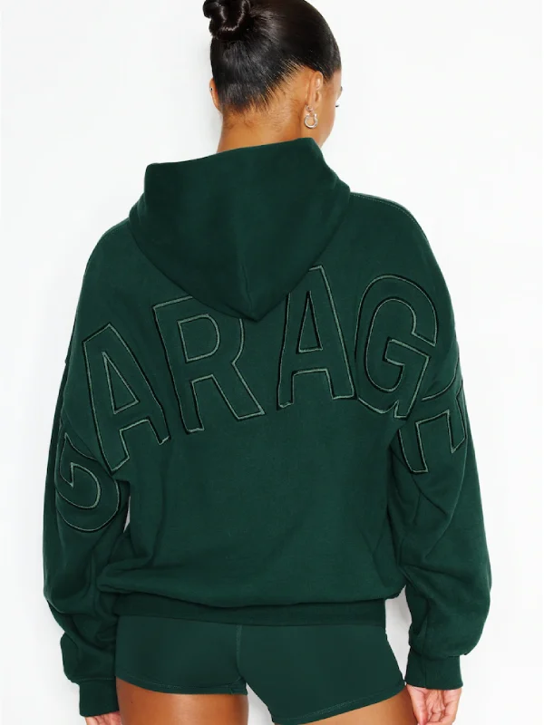 shop Garage With Logo On Back green Hoodie