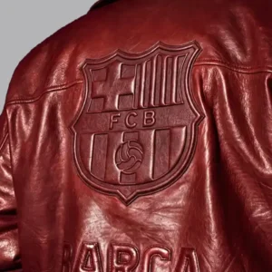shop now AMIRI Barcelona 26-27 Burgundy Leather Jacket