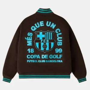 shop now FC Barcelona Golf Wang Letterman Varsity Jacket