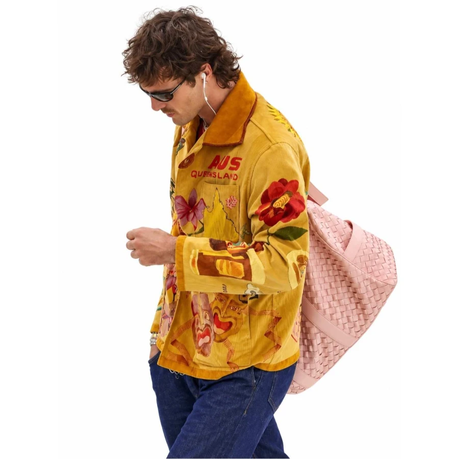 shop now Jacob Elordi Yellow Graphic Print Jacket