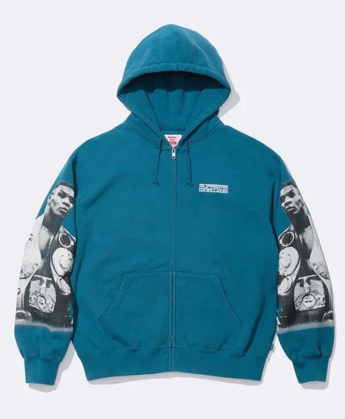 shop now Mike Tyson Supreme Martine Teal Zip-Up Hoodie