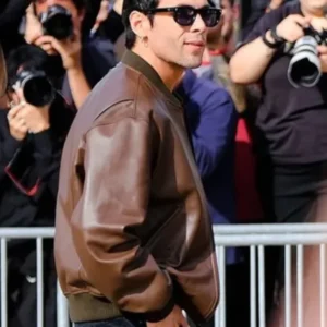 shop now PFW Diego Calva Leather Jacket