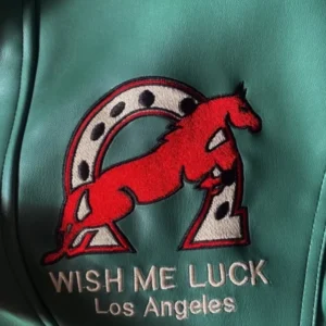 shop now Wish Me Luck Green League Bomber Jacket