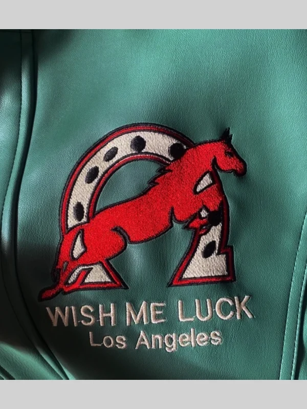 shop now Wish Me Luck Green League Bomber Jacket